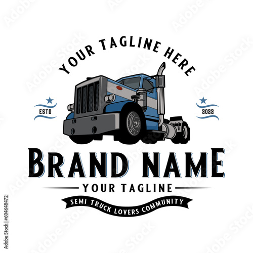 muscular semi truck logo design. muscular semi truck concept. for the semi truck community.