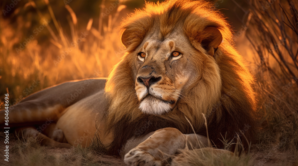 Naklejka premium Lion, tête en gros plan