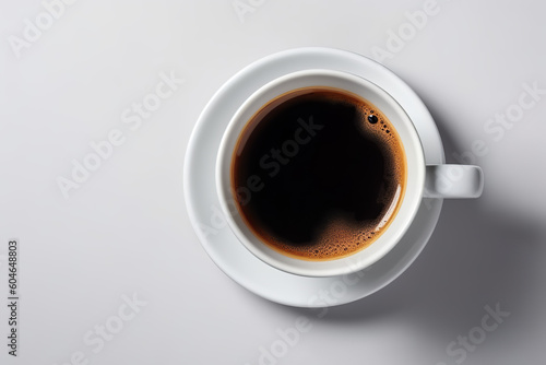 white cup of coffee with Isolated Background, on Top View, Generative Ai