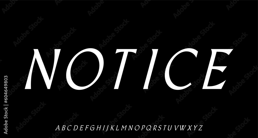 notice, luxury modern font alphabetical vector set	
