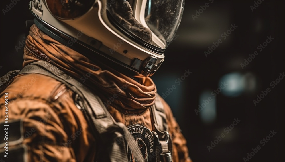 One biker, armed with weapon, racing through city at night generated by AI One biker, armed with weapon, racing through city at night generated by AI