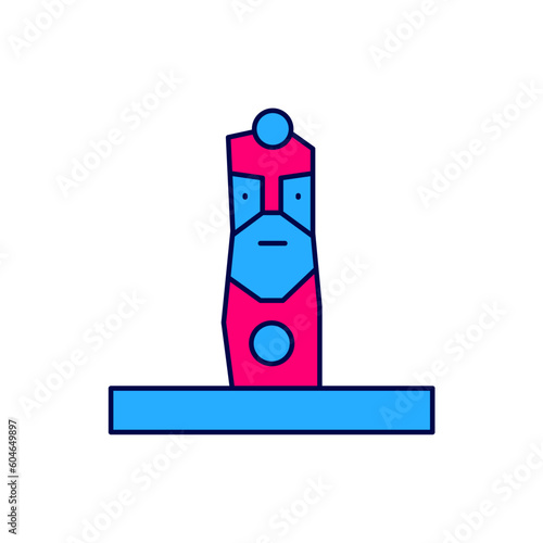 Filled outline Slavic pagan idol icon isolated on white background. Antique ritual wooden idol. Vector