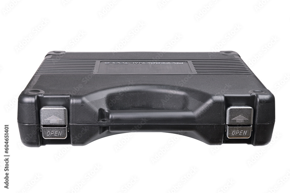 Black plastic tool case isolated on white background. Black plastic tool case isolated on white background.