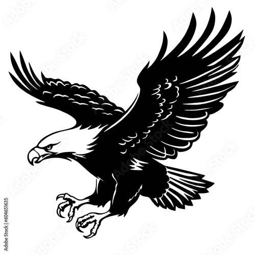 Silhouette of an eagle, silhouette of a flying bird.