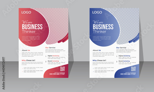  Corporate Business a4 flyer template, clean and modern with blue, Pinkish Purple, perfect and professional business flyer,