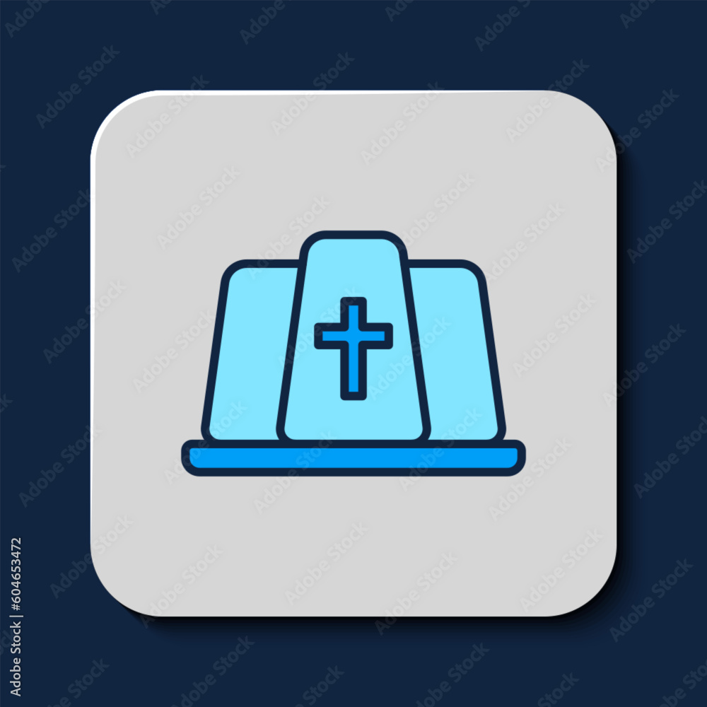 Filled outline Pope hat icon isolated on blue background. Christian hat sign. Vector Filled outline Pope hat icon isolated on blue background. Christian hat sign. Vector