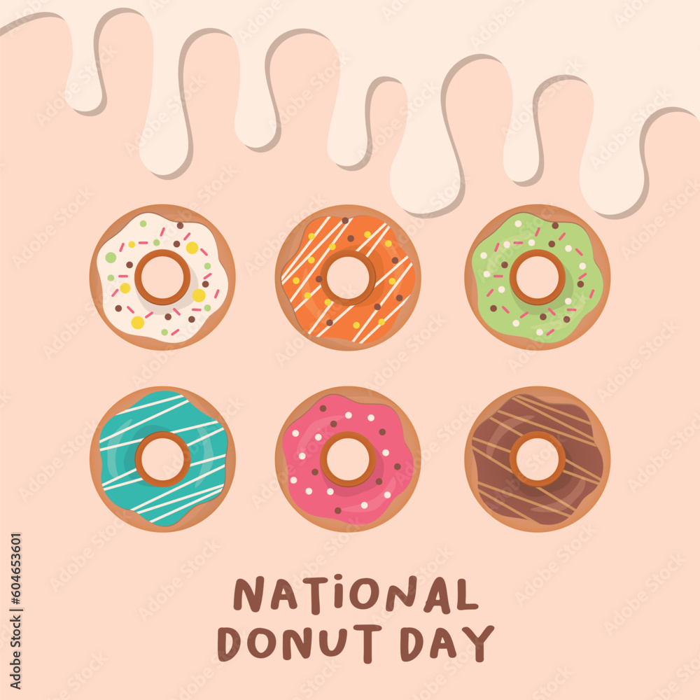 national donut day design template for celebration. donut vector design. donut illustration. flat donut illustration. national donut day design template for celebration. donut vector design. donut illustration. flat donut illustration.