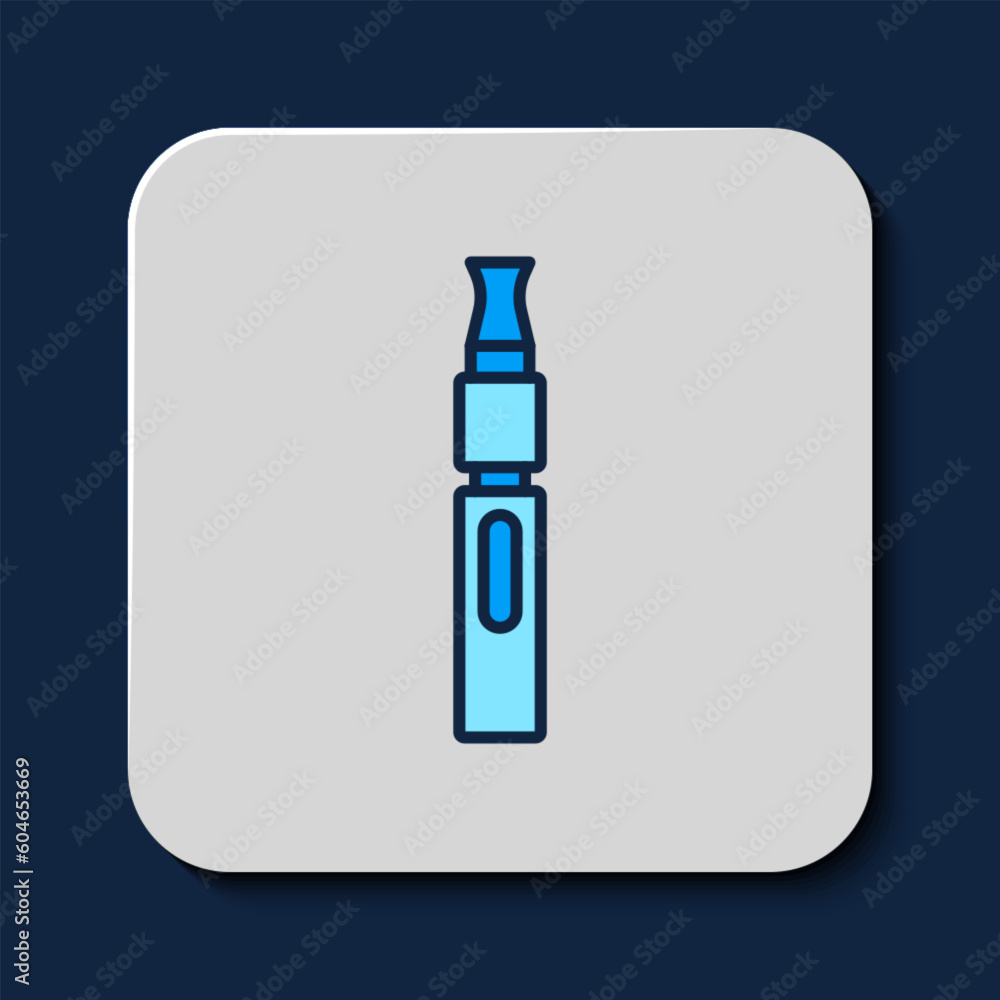 Filled outline Electronic cigarette icon isolated on blue background. Vape smoking tool. Vaporizer Device. Vector Filled outline Electronic cigarette icon isolated on blue background. Vape smoking tool. Vaporizer Device. Vector