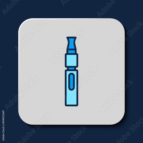 Filled outline Electronic cigarette icon isolated on blue background. Vape smoking tool. Vaporizer Device. Vector