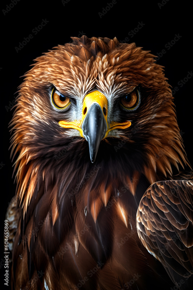 Animal Power -  wonderful portrait of a golden eagle with dark background 