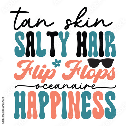 Tan skin salty hair flip flops ocean aire happiness Retro SVG