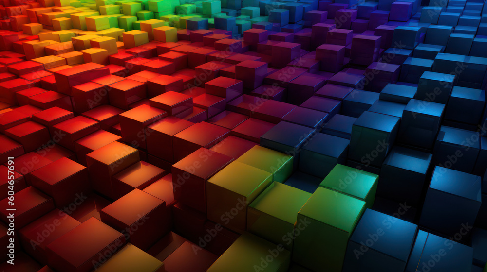 Abstract 3d background wallpaper with colorful cubes. Created with Generative AI Technology Abstract 3d background wallpaper with colorful cubes. Created with Generative AI Technology