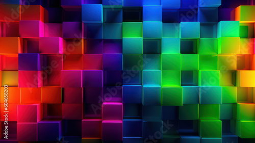 Abstract 3d background wallpaper with colorful cubes. Created with Generative AI Technology