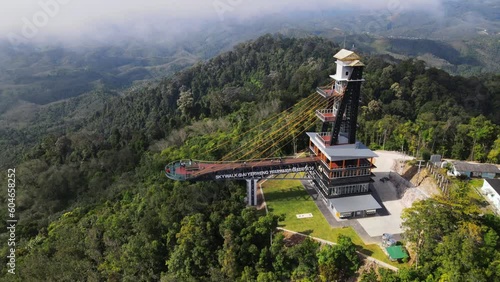 Aerial view of skywalk.new location and view point for watch sea of mist at Ai Yerweng,Betong,Yala,Thailand photo