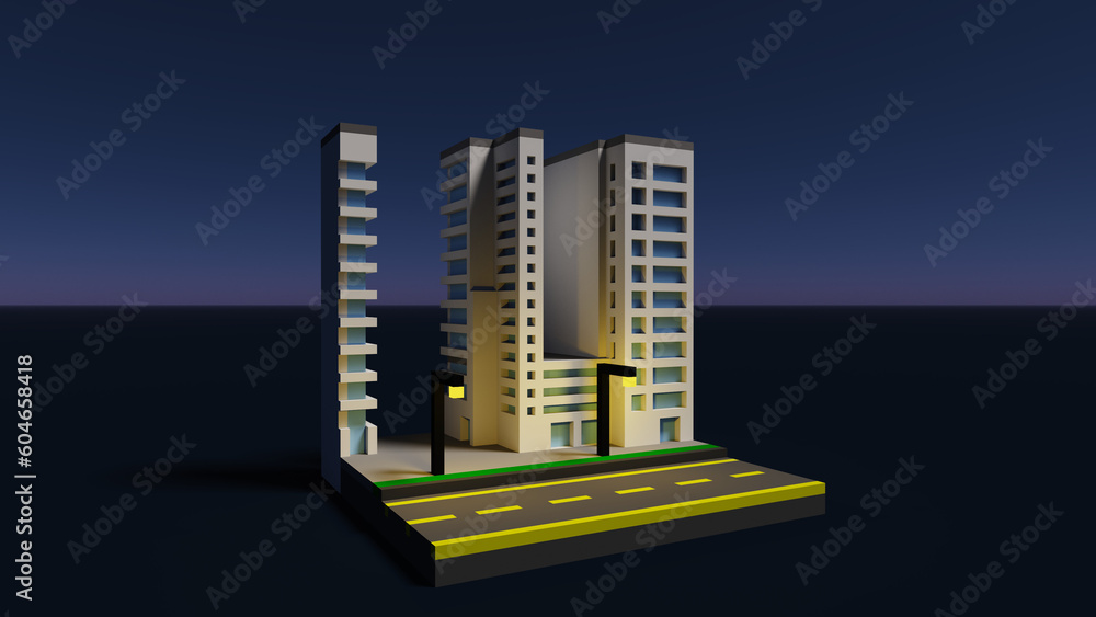  render buildings in night