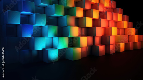 Abstract 3d background wallpaper with colorful cubes. Created with Generative AI Technology