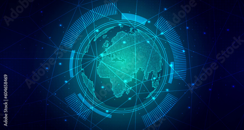 Digital technology banner green blue background concept, cyber technology circuit, abstract tech, innovation future data, internet network, Ai big data, futuristic wifi connection illustration concept