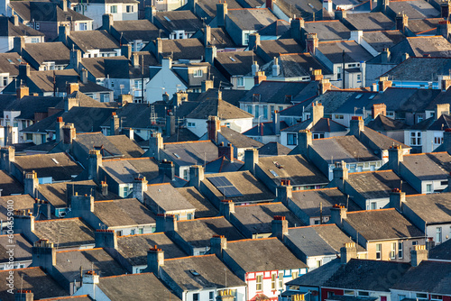 Crowded rooftops of terraced housing in Devonport, Plymouth, Devon, England, UK photo