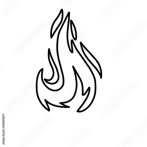 Fototapeta Naklejka Na Ścianę i Meble -  Fire and flames outline  icon Contour bonfire  linear flaming elements. Hand drawn monochrome different fire flame vector illustration