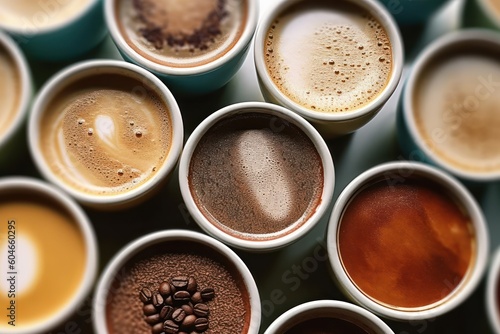 Generative AI collection a coffee top view Food Photography