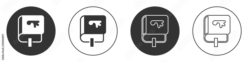 Black Viking book icon isolated on white background. Circle button. Vector Black Viking book icon isolated on white background. Circle button. Vector