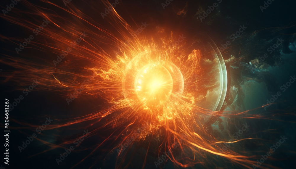 Explosive abstract illustration of a fiery, glowing galaxy backdrop generated by AI Explosive abstract illustration of a fiery, glowing galaxy backdrop generated by AI