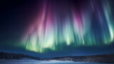 Tranquil winter night illuminated by majestic aurora polaris mystery generated by AI