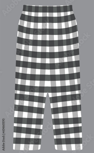 Square pattern pajama bottom. vector illustration