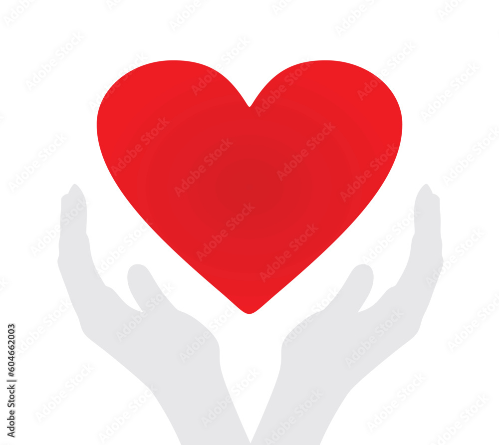 Hand hold heart. vector illustration Hand hold heart. vector illustration