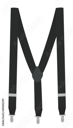 Black suspenders on white background. vector illustration