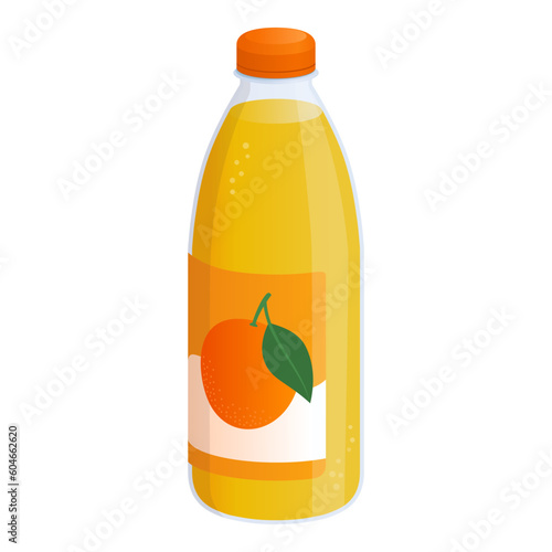 Orange juice bottle with label