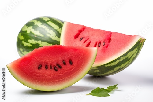 Watermelon and half a watermelon isolated on white background generated by AI