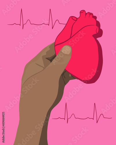 Vector isolated illustration of heart transplant. Heart transplantation. Organ donation. Pacemaker. Heart replacement. Artificial heart.