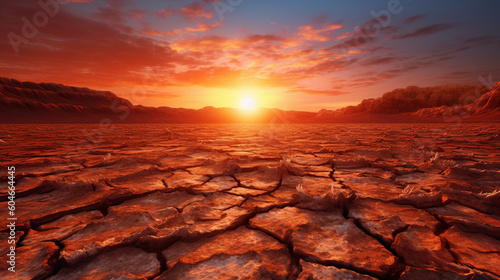 Dry land with cracked.High temperature and hot weather.Climate change and global warming concept. 