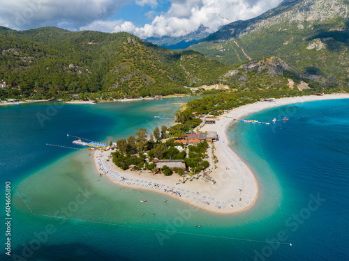 Fototapeta Naklejka Na Ścianę i Meble -  Fethiye, Muğla: Drone Overhead View of Ölüdeniz Beach
