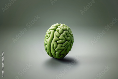 Green peabrain, a pea sized brain, Generative AI photo