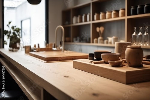 Generative AI a japanese natural and simplistic kitchen  Photography