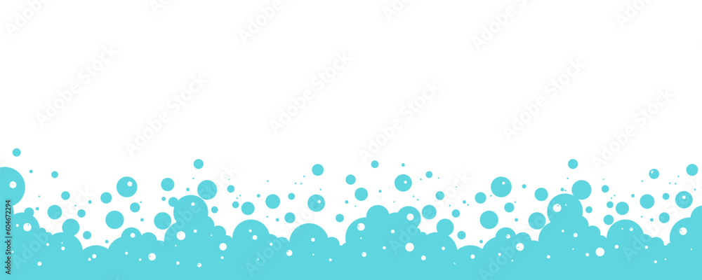 Bubble soap background, cartoon blue water foam, bath pattern. Shower border. Laundry suds, soda, shampoo frame. Underwater, fizz drink, carbonated splash, soft cloud. Clean vector illustration Bubble soap background, cartoon blue water foam, bath pattern. Shower border. Laundry suds, soda, shampoo frame. Underwater, fizz drink, carbonated splash, soft cloud. Clean vector illustration