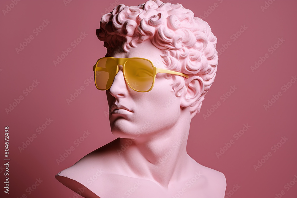 Ancient bust of a man in sunglasses. AI generated image. Ancient bust of a man in sunglasses. AI generated image.