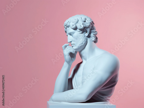 Tela Ancient Greek sculpture of man. AI generated image.