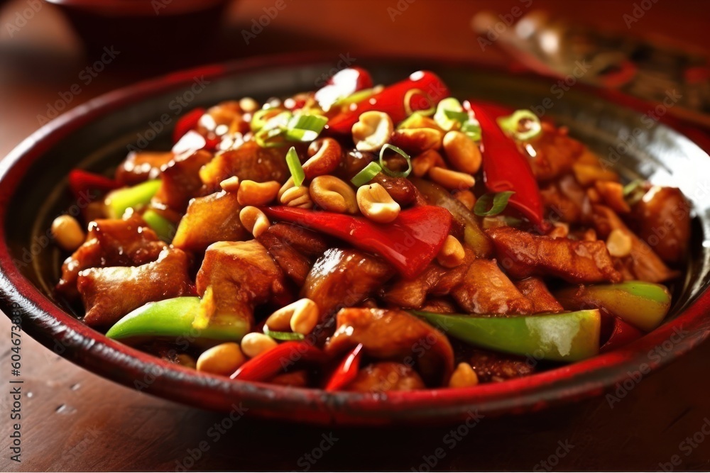 Generative AI Kung Pao Chicken is a famous Sichuan-style specialty Food Photography Generative AI Kung Pao Chicken is a famous Sichuan-style specialty Food Photography
