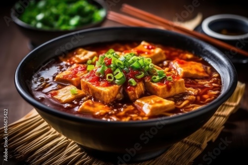 Generative AI Mapo tofu is a popular Chinese dish from Sichuan province Food Photography