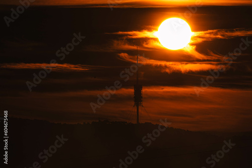 sunrise behind the Collserola tower