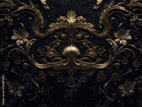 Royal vintage Victorian Gothic background Rococo venzel and whorl created with Generative AI technology.