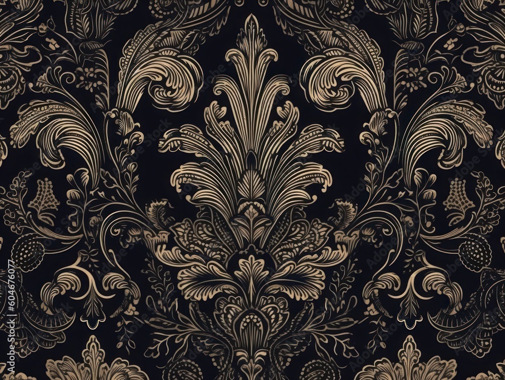 Royal vintage Victorian Gothic background Rococo venzel and whorl created with Generative AI technology. - obrazy, fototapety, plakaty 