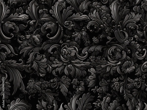 Seamless pattern Royal vintage Victorian Gothic background Rococo venzel and whorl created with Generative AI technology.