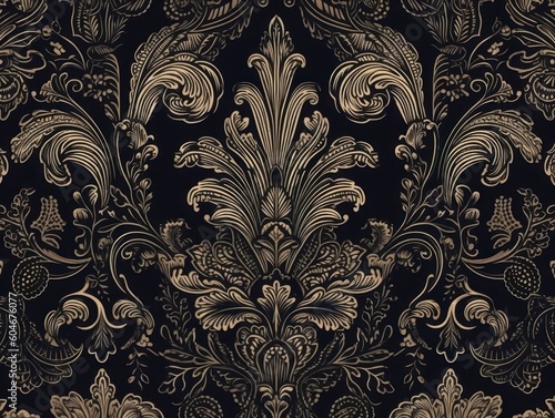 Royal vintage Victorian Gothic background Rococo venzel and whorl created with Generative AI technology.