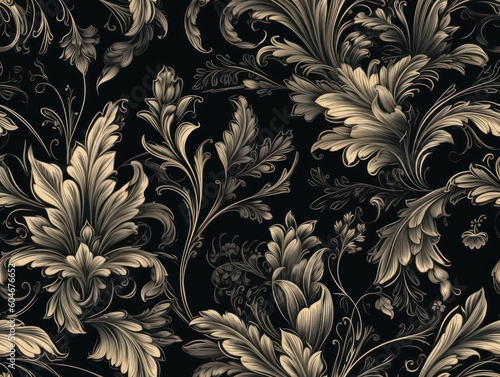 Wallpaper Mural Seamless pattern Royal vintage Victorian Gothic background Rococo venzel and whorl created with Generative AI technology. Torontodigital.ca