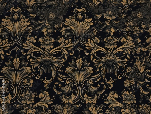 Seamless pattern Royal vintage Victorian Gothic background Rococo venzel and whorl created with Generative AI technology.