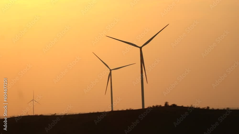 Wind Turbines at Sunset fooage 4K Wind Turbines at Sunset fooage 4K